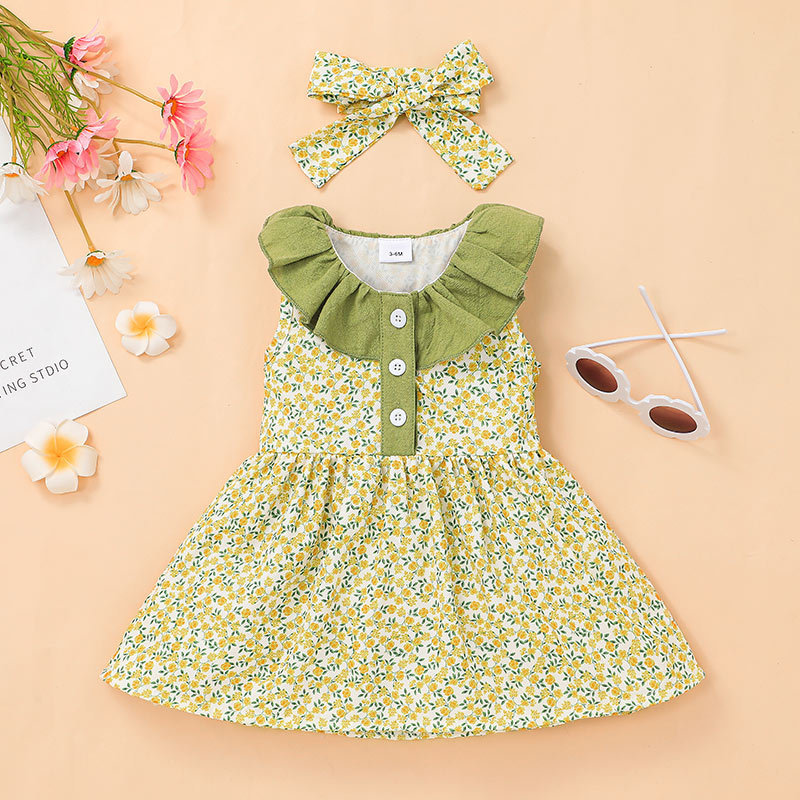 2022 Baby Floral Dress Spring And Summer Sweet Baby Sleeveless Printed Dress display picture 2