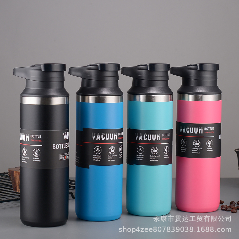 Venta caliente transfronteriza Taza de vacío de acero inoxidable 304 Taza de manija portátil Olla de montañismo de gran capacidad Taza de coche de deportes al aire libre