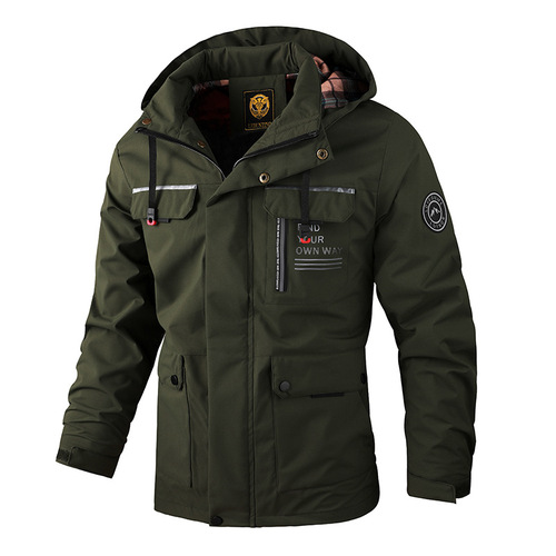 Men's Leisure Parka Jacket Autumn/Winter Hooded Blazer Coat Casual Outdoor Fashion Solid Color Outerwear