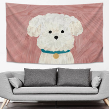 卡通可愛小狗狗掛毯卧室床頭掛布房間改造壁毯牆布網紅背景布藝