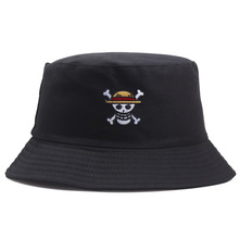 现货骷髅刺绣男女通用时尚男女透气双面水桶帽太阳帽动漫渔夫帽