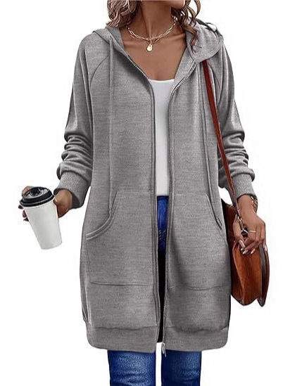 Long sports big woolen hoody with zipper