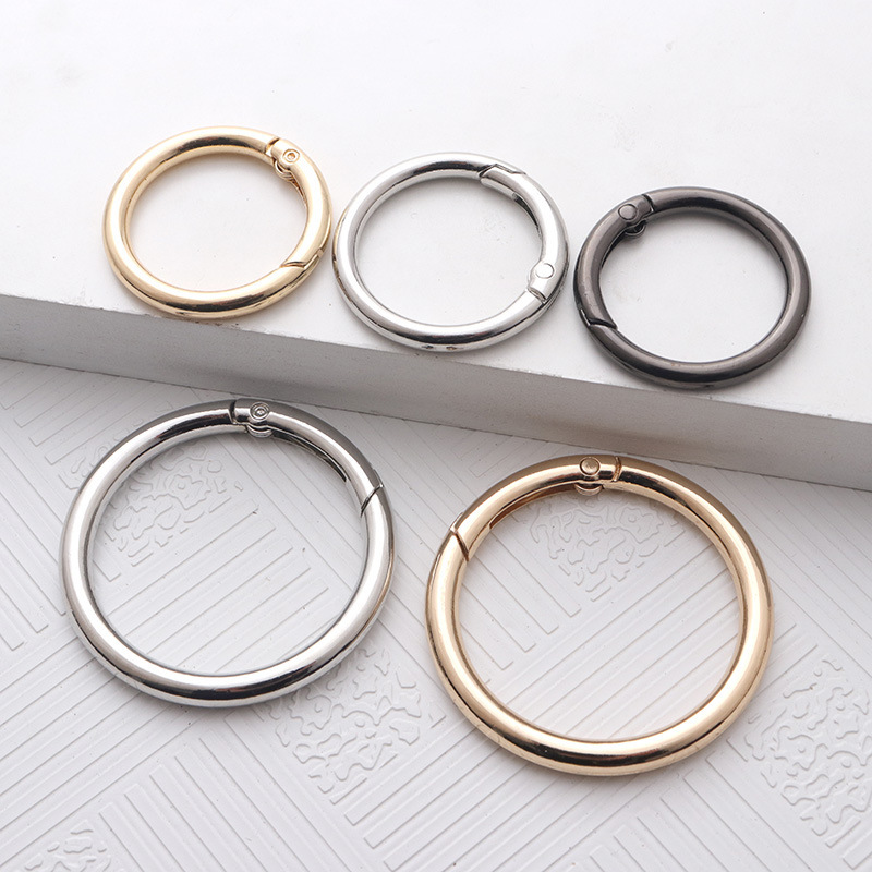 Spring ring buckle alloy press opening ring car key ring plush women's bag hanging buckle jewelry diy accessories