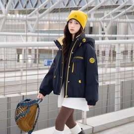 2025新款初高中女学生百搭棉服韩版宽松加厚保暖时尚百搭连帽外套