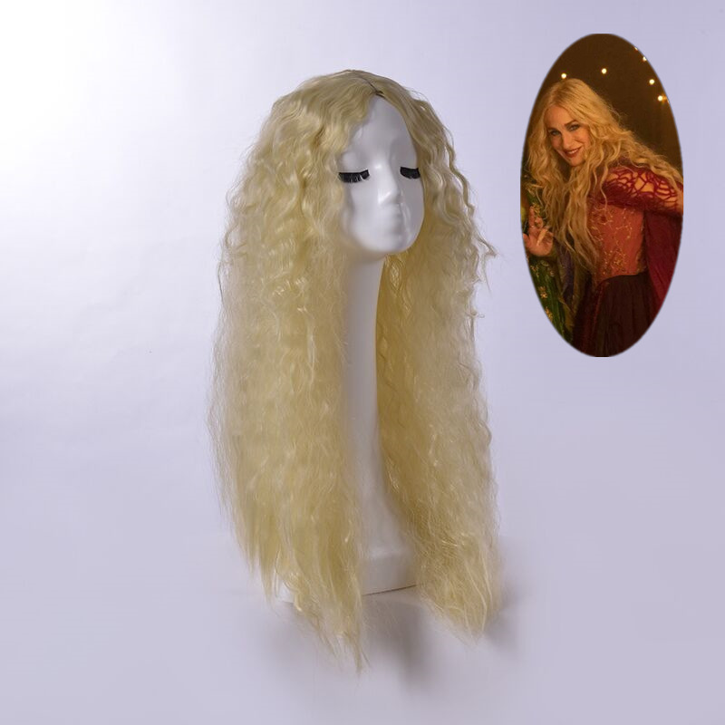 Character Witch Also Crazy 2 Hocus Pocus Sarah Sarah blonde curly hair anime cos wig