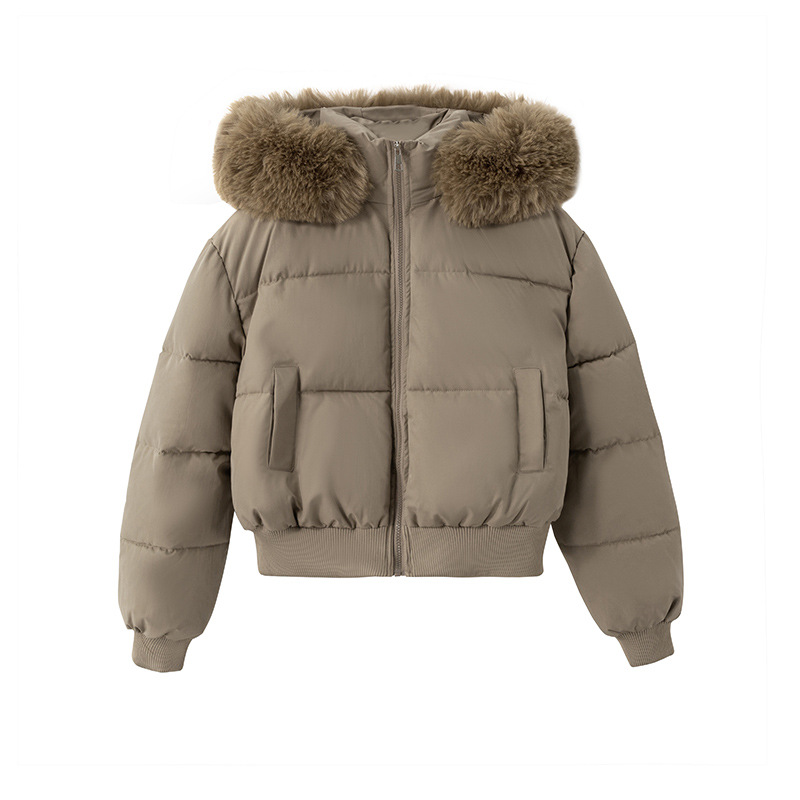 Comercio exterior diseño de algodón con cuello encapuchado mujer invierno 2025 nuevo grueso calentamiento corto chaqueta de pan image 5