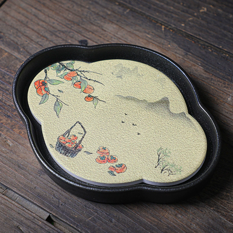 Zhongyi Xin Rough Ceramics Pottery Botato Board, Begonia Round Ceramic Tea Tap Tart Statium Storage Cushion Cushion Cashi Camel Small Dry Bubble Power