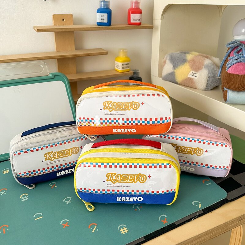 New Style Transparent Window Pencil Case, Portable and Cute, New Multifunctional Large-Capacity Multi-Layer Storage Stationery Bag with Contrasting Color Design New Style Transparent Window Pencil Case, Portable and Cute, New Multifunctional Large-Capacity Multi-Layer Storage Stationery Bag with Contrasting Color Design