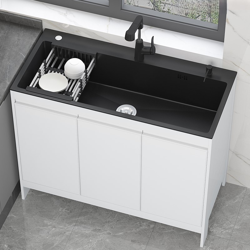 lavabo de acero inoxidable de una sola ranura balcón tipo piso integrado espacio lavabo armario de lavabo de cocina lavabo de platos