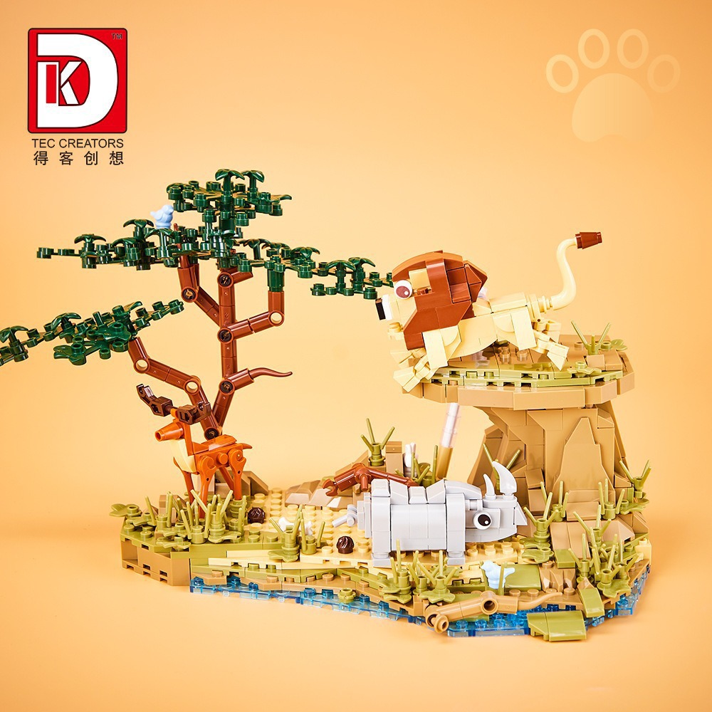 Deke 6025 Savannah Scene Boy Scene Small Particle Assembled Building Block Toy Gift Cross-Border Hot Sale