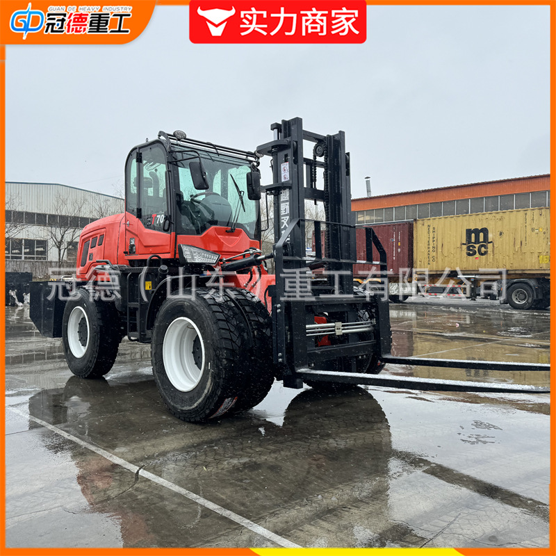 3吨5吨液压四轮堆高升降搬运设备四驱内燃式叉车跨境厂家