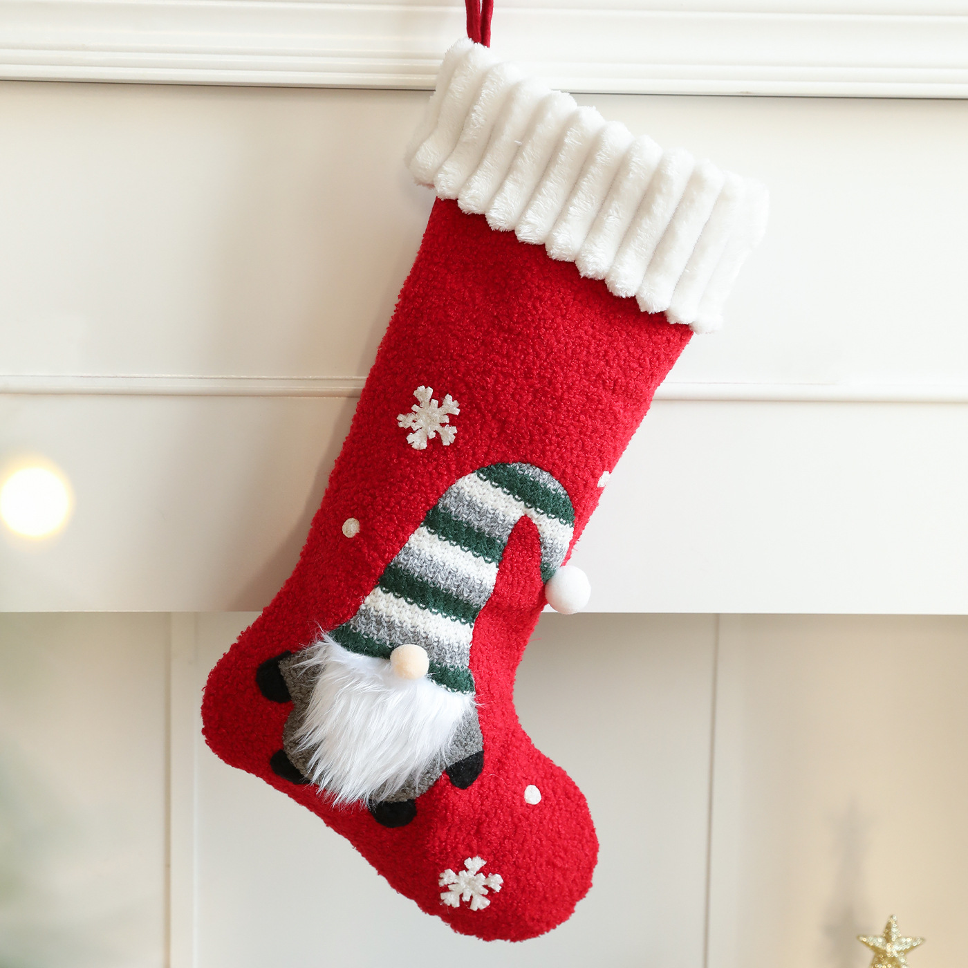 Nuevos calcetines de Navidad de peluche bolsas de regalo decoraciones de Navidad dibujos animados de Santa Claus calcetines diseño de escena