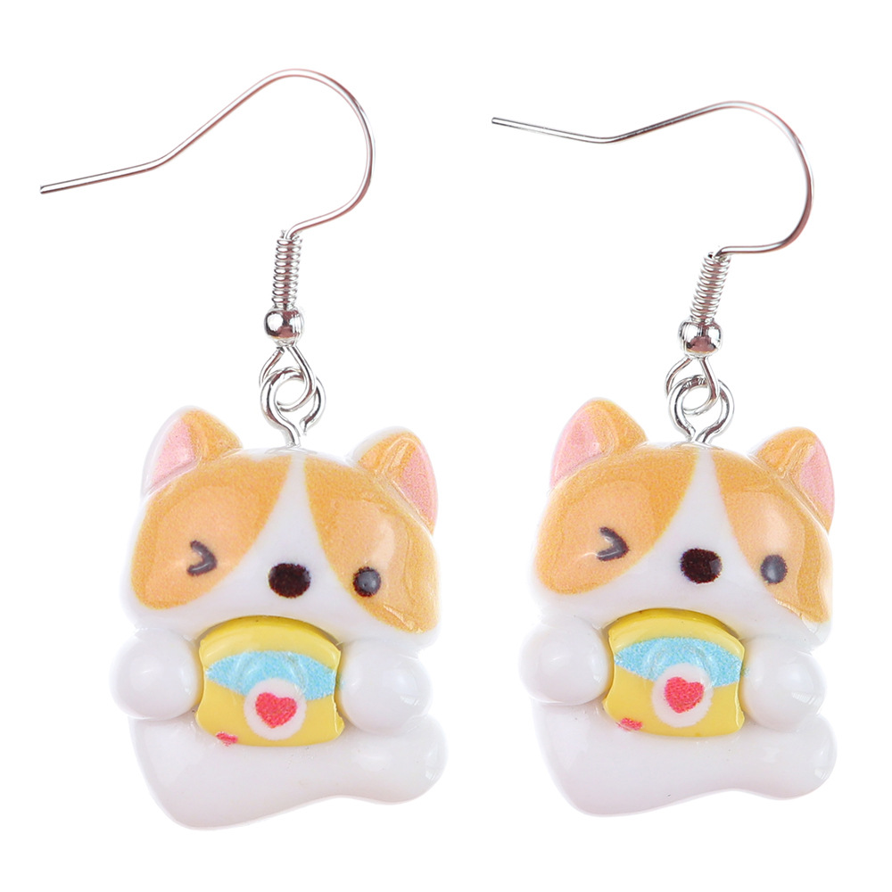 1 Pair Cartoon Style Cute Dog Plastic Drop Earrings display picture 3