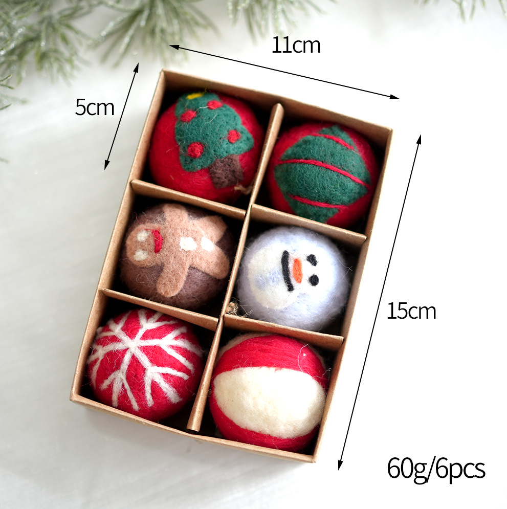 Bola de lana caja decorativa BOLA DE Navidad patrón de dibujos animados árbol de Navidad colgante Regalo De vacaciones decoración de la ventana color mezclado