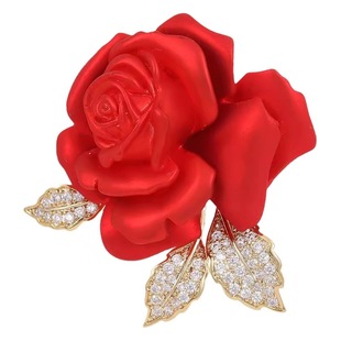 Red rose brooch high-end women's light luxury high-grade temperament corsage suit sweater pin fashion Holiday Gift