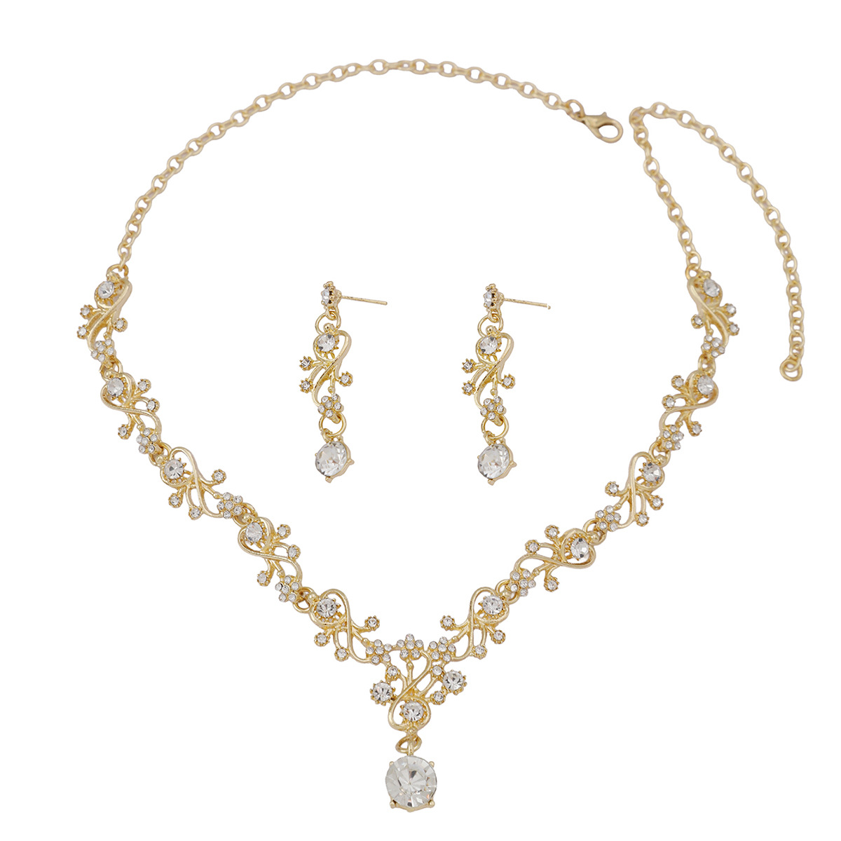 Fábrica de venta directa aleación de diamante de boda collar pendientes joyas de boda joyas de banquete joyas de dama image 5