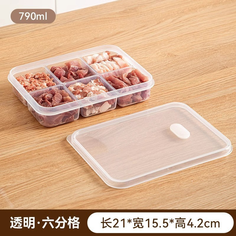 冷蔵庫収納ボックス、包装箱、食品グレードの密封食品、4コンパートメントの野菜準備冷蔵ファーストフードボックス、蓋付き|undefined