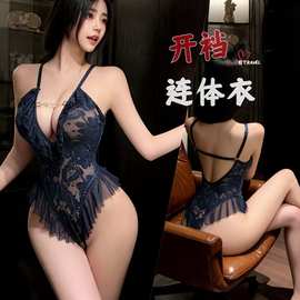 阿豪情趣内衣性感吊带透视蕾丝深v镂空束身火辣开裆连体衣睡衣装