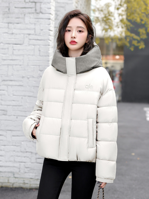 时尚棉衣女装2025新款短款插肩袖紫款貂领立领保暖秋冬连帽棉衣|undefined