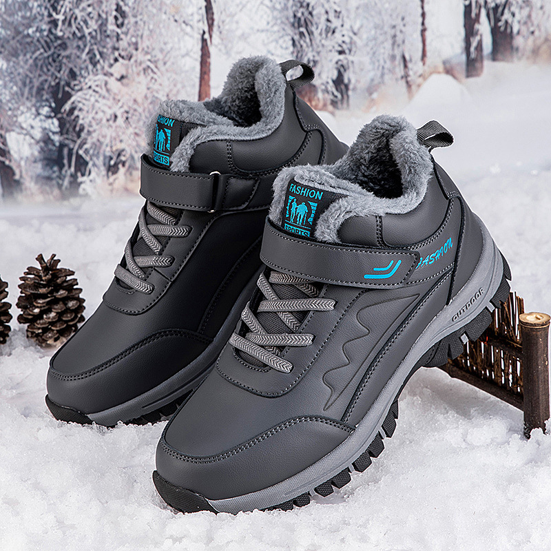 Mantener calientes los zapatos de algodón de invierno y los zapatos deportivos de terciopelo los zapatos de algodón para ancianos, los zapatos de la madre, las botas de nieve para ancianos y de mediana edad, la parte superior de la piel image 9