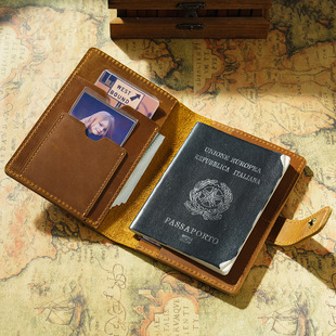 Amazon Retro Cowhide Passport Bag Multifunctional Document Bag Storage Card Holder Simple Large Capacity Card Holder Protective Cover
