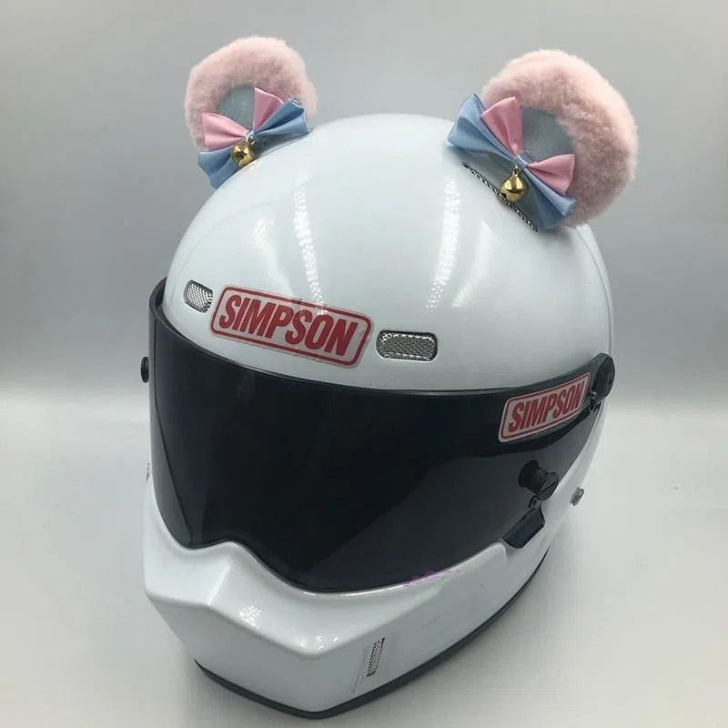 Helmet Decoration Color Block Oval Bear Ears Motorcycle Cute Accessories Bow