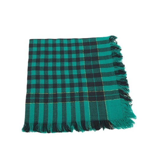 Old Woman Woolen Scarf Rural Women Labor Protection Head Scarf Checkered Vintage Performance Four-Sided Scarf Warm Double-Layer