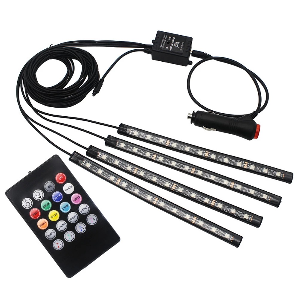 Lámpara de atmósfera del automóvil Lámpara de atmósfera interior Lámpara de decoración de pie LED colorido control remoto sonido control de música APP RGB