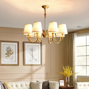 All-Copper American-Style Living Room Chandelier, Living Room Lamp, Simple Modern Lighting, Bedroom Lamp, Light Luxury Dining Room Lighting Fixtures