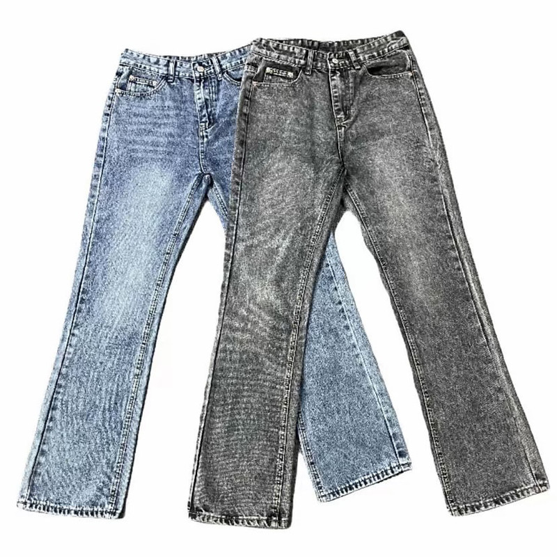 New Independent Brand 517 Ash Gray Jeans Cleanfit Style Flared Pants with Washed Marble Pattern for Daily Commuting, Unisex New Independent Brand 517 Ash Gray Jeans Cleanfit Style Flared Pants with Washed Marble Pattern for Daily Commuting, Unisex