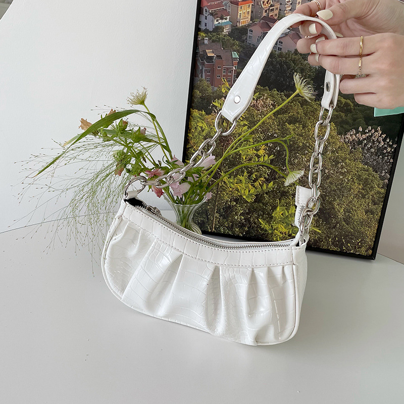 Women's Single-shoulder Crocodile-pattern Underarm Bag, 2025 Summer New Trendy Fashion, French Niche Quality, Popular_voghion.com