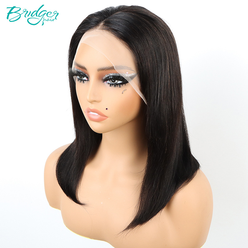 13*4 nähte doppel ziehen BOB kopfbedeckung natürliche farbe echthaar humanhair perücken_voghion.com