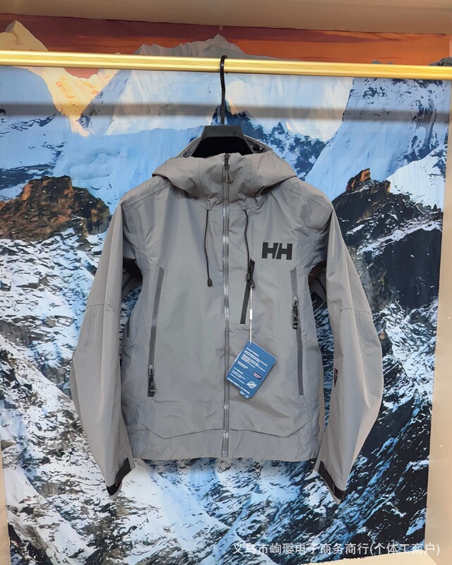 HH 海丽汉森新款硬壳连帽冲锋衣男士户外运动登山防水夹克外套|undefined