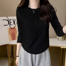 秋款女装时尚潮牌早秋长袖女上衣圆领T恤女款款T恤打底衫内搭