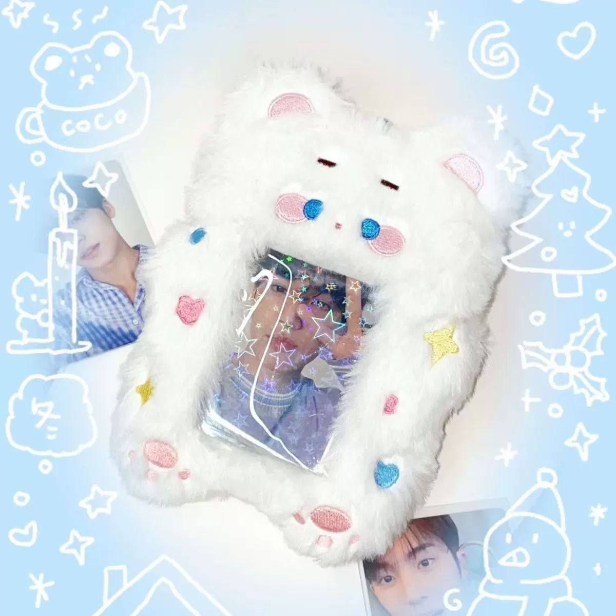 Plush Card Cover, Cute Animal Pendant (Three-inch), Soft Protective Photo Card Sleeve