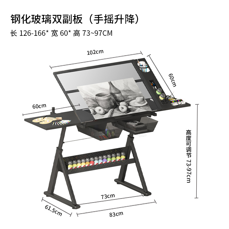 [핸드 리프트] 강화 유리 더블 바이스 플레이트 (라이트 테이블)