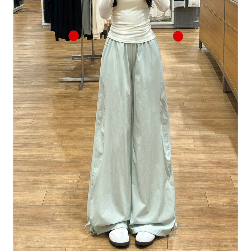 Haze Blue Quick-Dry Work Pants for Women, Summer 2026 New Straight-Leg Sports Pants, Petite Cool Style Wide-Leg Pants Haze Blue Quick-Dry Work Pants for Women, Summer 2026 New Straight-Leg Sports Pants, Petite Cool Style Wide-Leg Pants