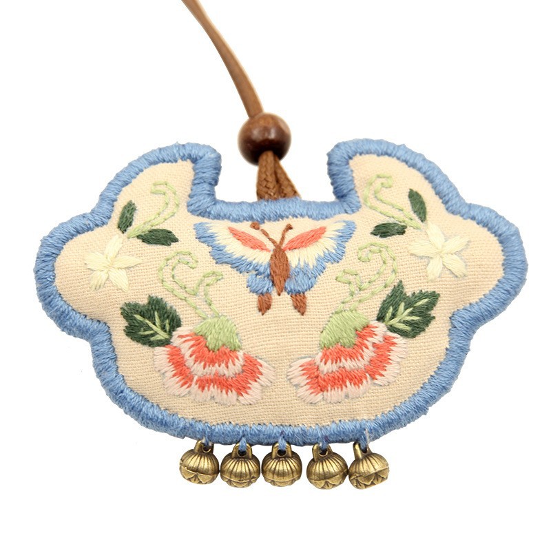 Bordado DIY artesanal creativo bolsas de jazmín colgante bolsas de estilo antiguo bordado Lu para regalo de novia bolsas de mariposa