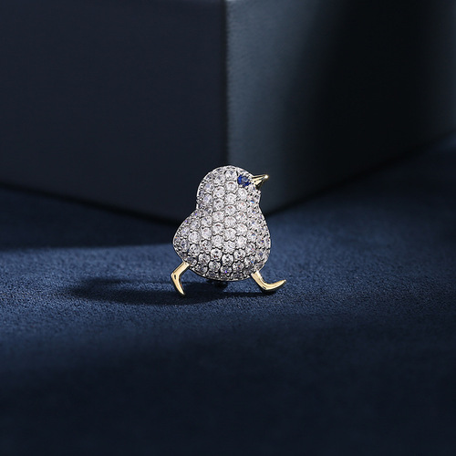 Anti-exposure waist pin coat, unisex suit accessories, niche design zircon inlaid chick collar pin