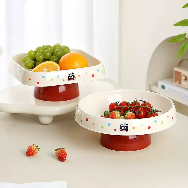 高颜值高脚可爱水果盘家用客厅茶几摆件坚果篮加高果盘前台收纳盘