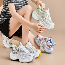 内增高聚氨酯老爹鞋女2025新款春季百搭炸街松糕厚底休闲运动鞋