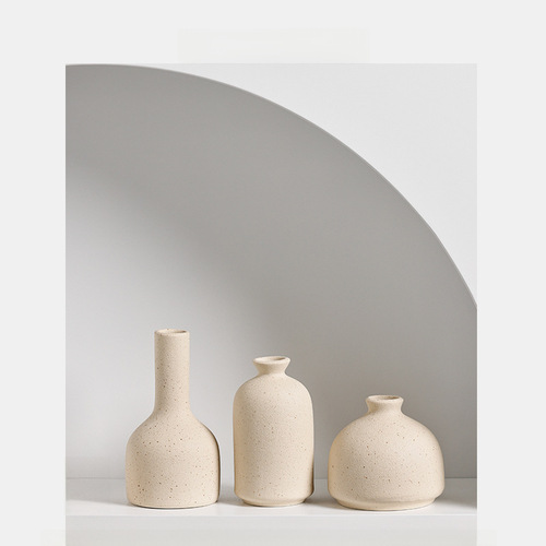 Longli Ceramic Vase, Ins Minimalist Style Creative Ornament Office Desk Home Living Room Decoration Flower Pot Dried Flower Vase