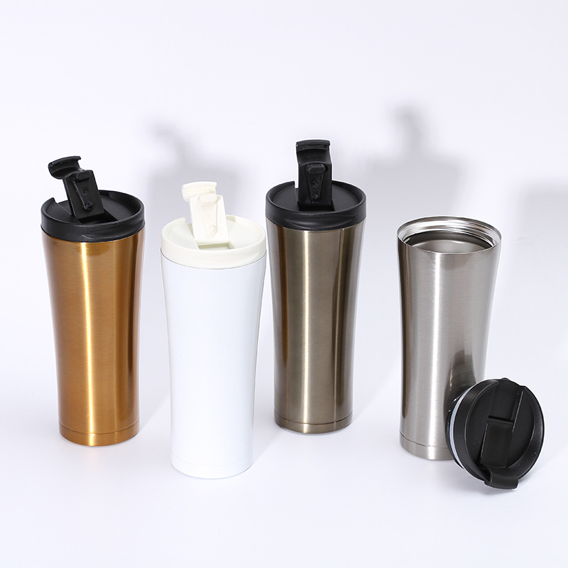 Coche 304 taza de vacío de acero inoxidable moda simple Flip taza de café de oficina de negocios taza de vacío portátil al por mayor
