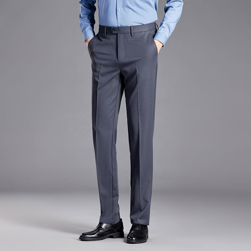 2025 Men's Spring and Summer Thin Business Trousers Made of Mulberry Silk with a Draping Feel, High-End Formal Casual Long Pants