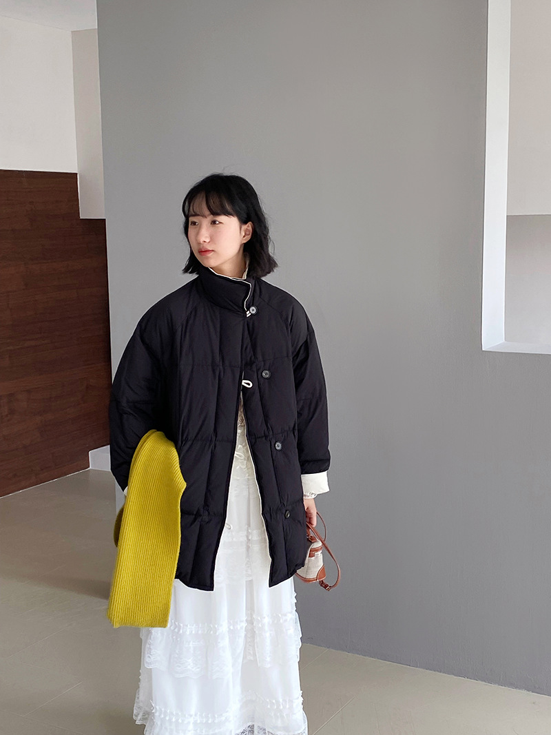 江左「両面派暖かいB備」 ~ 女神の両面にダウンジャケットを着た女性のスタンドカラーの暖かい厚いコート1259