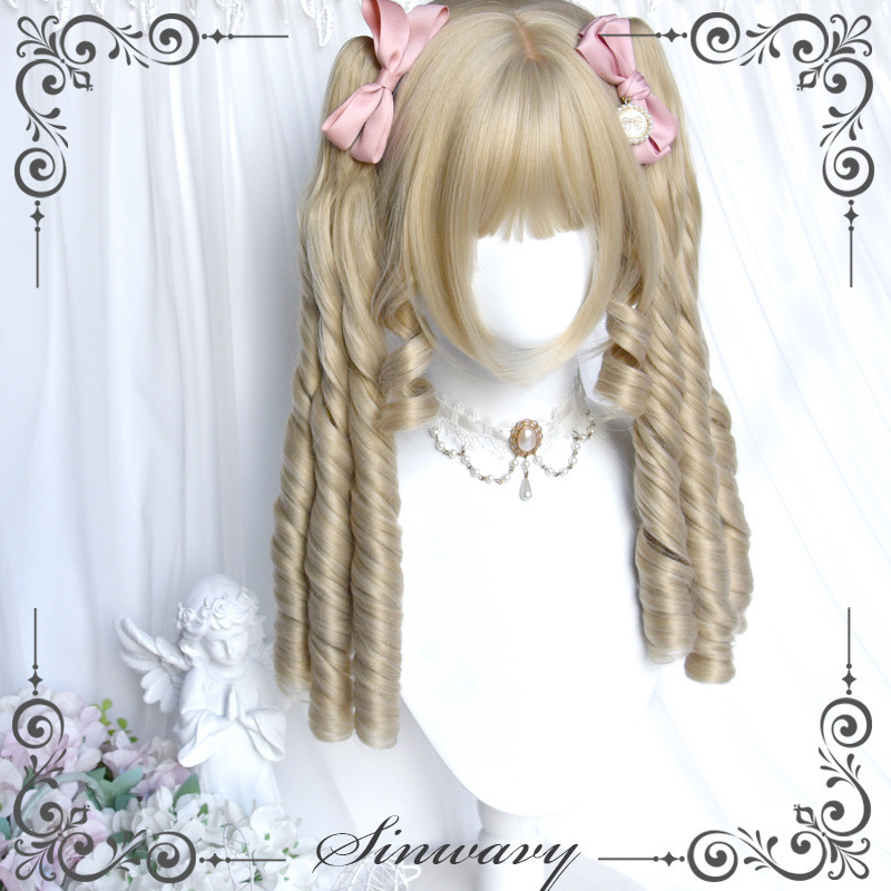 Swanjia-ゴールドエレガントレトロローマンカーリーダブルポニーテールロリータタイガーマウスクリップウィッグ- | Fairy Tale Town ||undefined