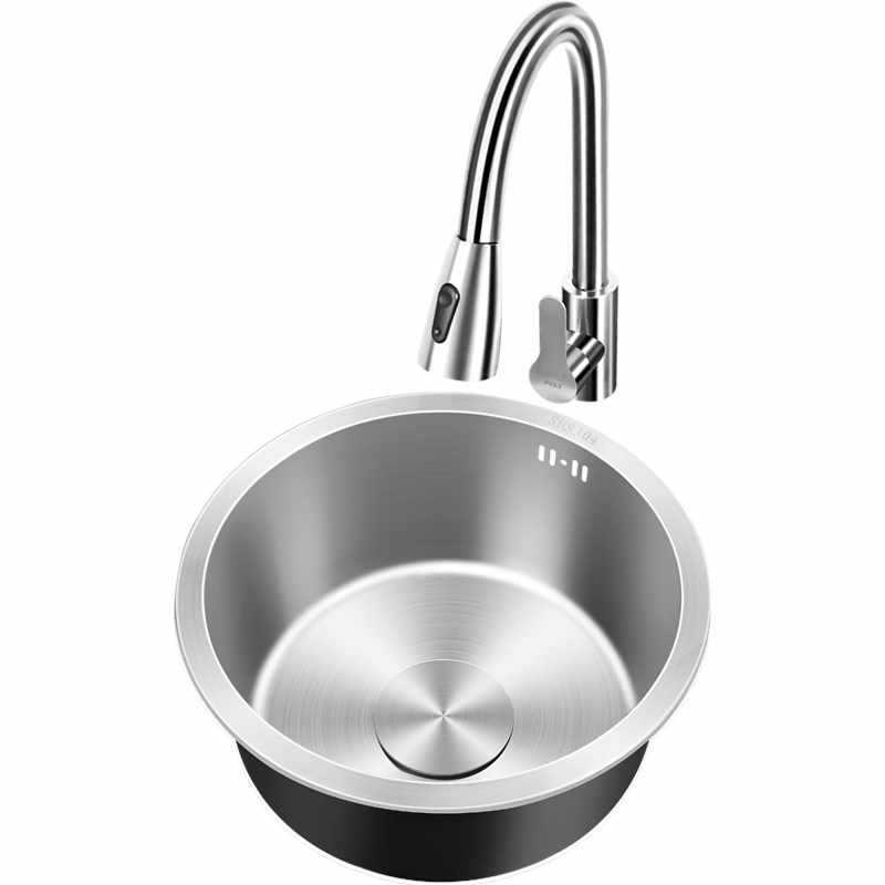 Kitchen Round Stainless Steel 304 Small Sink Single Sink Vegetable Basin under Counter Basin Bar Island Mini Round Basin Pool