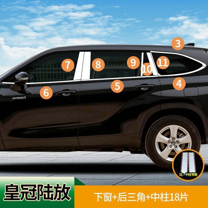 Toyota 22 Model New Highlander Window Trim Crown Exterior Decoration Strip for Modified Body Door Frame Window Edge