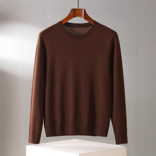 100 Pure Cashmere Sweater Men's Solid Color Round Neck First-Line Clothing All-Match Knitted Sweater Business Casual Autumn and Winter Sweater