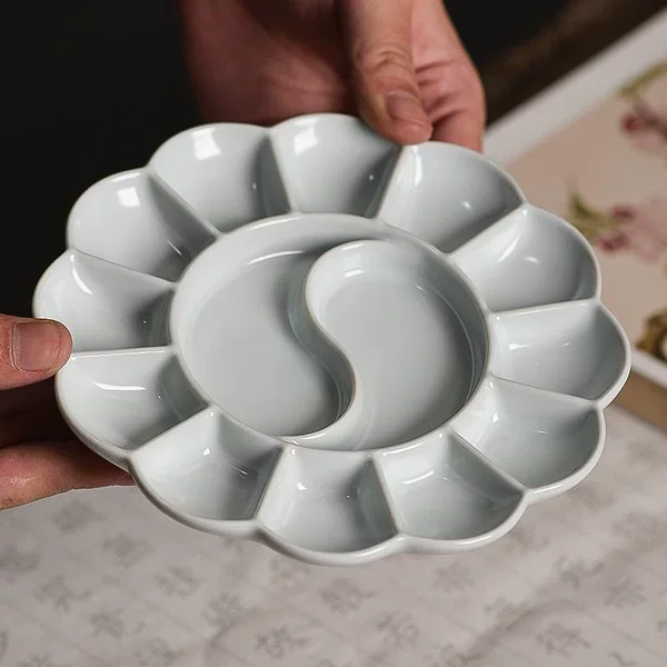 Creative Chinese Style palette ceramic study room four treasures Chinese painting Ink palette student calligraphy and painting supplies ornaments
